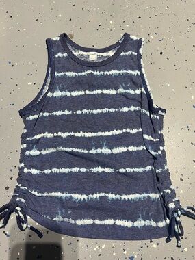 Old Navy Blue and White Tie-Dye Side-Tie Tank Top